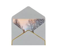 Wandering In The Winter Light Print Horizontal Gold-Edged Pearl Greeting Card W/Envelope-Holiday,Birthday,Anniversary,Party(2pcs)