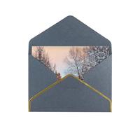 Wandering In The Winter Light Print Horizontal Gold-Edged Pearl Greeting Card W/Envelope-Holiday,Birthday,Anniversary,Party(2pcs)