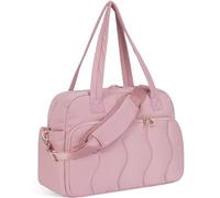 Wandering Nature 17x13x8 Personal Item Bag, Puffer Small Duffle bag for Travel with 14'' Laptop Compartment & Wet Pocket, Lightweight Carry on Weekender Duffle, Wave pattern, Pink, Personal Item Bag