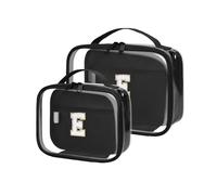 Wandering Nature Clear Makeup Bag Gifts for Women 2 Pack Cosmetic Bag Travel Pouch Toiletry Bag with Zipper, Black-E, E