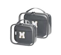 Wandering Nature Clear Makeup Bag Gifts for Women 2 Pack Cosmetic Bag Travel Pouch Toiletry Bag with Zipper, Grey-M, M