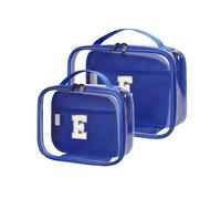 Wandering Nature Clear Makeup Bags 2 Pack Personalized Initial Makeup Pouch Preppy Small Cosmetic Pouch Organizer Travel Toiletry Bag, Birthday Gifts for Girlfriend Women, Blue, E