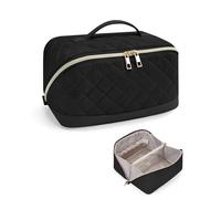 Wandering Nature Cosmetic Bag Women's Travel Make Up Bag with Brush Compartment Waterproof Large Makeup Bag for Everyday Use Portable Toiletry Bag with Divider Insert and Handle, black