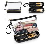 Wandering Nature Makeup Bag, Travel Make Up Organizer Cosmetic Brush Bags Case for Women in Vegan Leather, Sage Green, Patent Pending