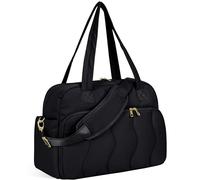 Wandering Nature Personal Item Travel Bag, Small Duffle Bag for Women with Wet Pocket & 14'' Laptop Compartment, Lightweight Carry on Weekender Duffel, Black, Personal Item Bag Size 18*14*8, Wave