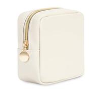 Wandering Nature Small Makeup Bag for Purse Zipper Cosmetic Bag for Women Pouch Travel Eco Vegan Leather Make Up Organizer for Toiletry Bag Water Resistant Gift Idea, Black, White, Mini