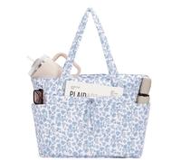 Wandering Nature Tote Bag for Women with Zip Large Capacity Shoulder Handbag with 15.6 Inch Laptop Compartment and 40oz Water Bottle Pocket for Work School Travel, Blue Flower (Patent Pending)