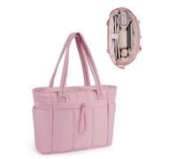 Wandering Nature Women's Handbag Tote Bag 20 L Large Quilted Shopper Bag with Laptop Compartment (15.6 Inches) and Drink Holder (40 oz/1.18 L), Ideal for Office, School, Travel, Shopping (Patent