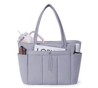 Wandering Nature Women's Handbag Tote Bag 20 L Large Quilted Shopper Bag with Laptop Compartment (15.6 Inches) and Drink Holder (40 oz/1.18 L), Ideal for Office, School, Travel, Shopping (Patent