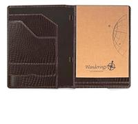 WANDERINGS Alligator Brown Leather Padfolio - Professional Organizer and Resume Folder with Writing Pad