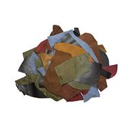 Wanderings Assorted Colors Leather Scraps for Crafts - 3lbs Mixed Sizes Shapes with 36" Cord - Full Grain Buffalo Leather Remnants from Journal Making - Great for Jewelry Wallets Cricut Arts Crafts