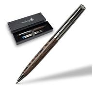 WANDERINGS Ballpoint Pen with German Ink - Beautifully Balanced for a Smooth Writing Experience - Light Brown and Real Wood Barrel - Includes 2 Refills in a Presentation Case