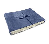 Wanderings Blue Suede Leather Watercolor Journal - 25x32cm - with Handmade Deckle Edge Paper for Scrapbooks Watercolor Albums. Cold Press Paper - Thick 350 GSM