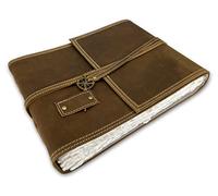 Wanderings Brown Leather Watercolor Journal 20,3x25,4 cm, Genuine Leather Art Journal with Handmade Deckle Edge Paper - 350 GSM Cold Press Paper - Scrapbook, Watercolor Album, Sketchbook, Drawing Pad