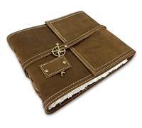 Wanderings Brown Leather Watercolour Journal - 15. 2x20. 3 Cm, Genuine Leather Art Journal with Handmade Deckle Edge Paper - 350 GSM Cold Press Paper