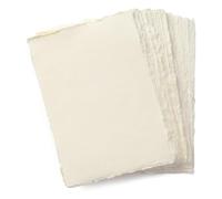 Wanderings Handmade A6 Cream Mixed Media Paper with Deckle Edge 4x6 / 10.5x15 cm - 150 GSM Cold Press Textured Paper Made with Recycled Cotton for Crafts Card Making Sketching Watercolor - 50 Sheets