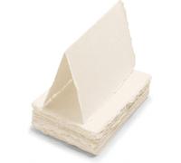 Wanderings Handmade Deckle Edge Tent Cards - Folded to 2" x 3.5" - 150 GSM - 50-Pack - Ivory Textured Cotton Paper - Blank Names, Table Settings, Gift Tags, Love Notes
