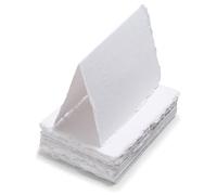Wanderings Handmade Deckle Edge Tent Cards - Folded to 2"x3.5" / 5x9 cm - 150 GSM - 25-Pack - Textured Cotton Paper - Ideal for Blank Names, Table Settings, Gift Tags, Love Notes
