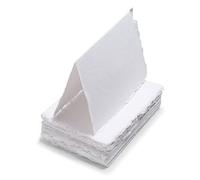 Wanderings Handmade Deckle Edge Tent Paper - Folded to 13x18 cm - 150 GSM - 25-Pack - Textured Cotton Paper - Ideal for Place Cards, Blank Name Cards, Table Settings, Gift Tags, Love Notes