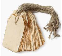 Wanderings Handmade Vintage Deckle Edge Tags with String - 9.5 x 4.5 cm Only - Pack of 25 - Ideal for Price or Gift Tags, Arts, Crafts, Place Cards, Name Cards - Cold Press Thick 150 GSM