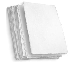 Wanderings Handmade White Deckle Edge Blank Paper - 10.5x15 cm - Pack of 50 - Watercolour/Mixed Media Paper - Save The Date Invitations Greeting Cards Notes DIY Arts Crafts - Thick 150 GSM