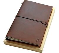 Wanderings Large Leather Journal - 19x28.5cm - The Grande Refillable Travel Notebook - Perfect for Writing Sketching Scrapbooks Drawing Travelers Professionals - Blank Inserts