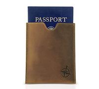 WANDERINGS Leather Passport Holder - Ideal for Travel - Handmade Genuine Leather Wallet with Passport Pocket and Card Slots - RFID Blocking for Security Against Data Theft - 11x13 cm