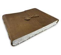Wanderings Leather Watercolour Journal - 25 x 32 cm - Large Genuine Leather Album with Handmade Deckle Edge Paper for Watercolour Albums, Art Journal, Scrapbook, Sketchbook, Drawing Pad- 350 GSM