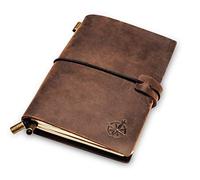 WANDERINGS Pocket/Passport Size Travelers Notebook - Refillable Genuine Leather Journal - 4" x 5.25" (10 x 13.5cm) - 80 GSM Blank Inserts - Small Travel Journal