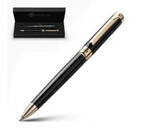 WANDERINGS Premium Ballpoint Pen with German Ink - Perfectly Balanced for a Superb Writing Experience, 24K Gold Plated - Piano Black - Includes a Schmidt Refill in a Giftable Presentation Case