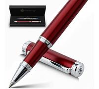 WANDERINGS Premium Ballpoint Pen with German Ink - Perfectly Balanced for a Superb Writing Experience, Chrome Accents - Winefire Red - Includes a Schmidt Refill in a Giftable Presentation Case