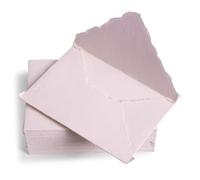 Wanderings Thick Handmade Pink Deckle Edge Envelope - 11x16 cm - 25 Pack - for Announcements Wedding Invitations Save The Dates Engagement Announcement Baby Shower Greeting Cards Crafts - 250 GSM