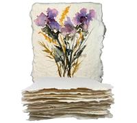 Wanderings Thick Handmade Watercolour Paper with Deckled Edge -10.5x15 Cm - 500gsm Premium Ivory Cold-Pressed Textured Mixed Media Paper Made with Recycled Cotton - 15 Loose Leaf Sheets