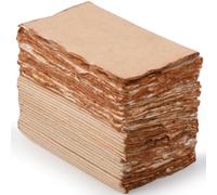 Wanderings Vintage Handmade Deckle Edge Folded Paper - Folded to 2" x 3.5" - 150 GSM - 50-Pack - Textured Cotton Paper - Place Cards, Blank Name Cards, Table Settings, Gift Tags, Love Notes