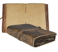 Wanderings Vintage Leather Journal - 15x23 cm - Antique Handmade Leather Bound Journal with Old Fashioned Deckle Edge Paper - Vintage Notebook for Diary, Book of Shadows, Writing, Grimoire, Sketching