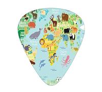 Wanderlust 12 PCS Guitar Picks,Animal Map Cartoon Mountains,3 Thickness Art Colorful Pattern Guitar Pick Plectrums For Electric,Acoustic Guitars Includes 0.46/0.71/0.96 mm,Pale Blue Yellow