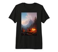 Wanderlust: A Cozy Night by the Campfire Digital AI Art Premium T-Shirt