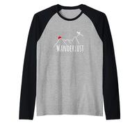 Wanderlust Goat Bock Hiking Mountain Running Slogan T-Shirt Raglan Baseball Tee