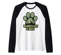 Wanderlust Hiking Trails Dogs Wagging Tails Trail Buddies Raglan Baseball Tee
