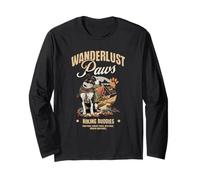 Wanderlust Paws Hiking Buddy Dogs Adventure Trail Mountains Long Sleeve T-Shirt