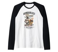 Wanderlust Paws Hiking Buddy Dogs Adventure Trail Mountains Raglan Baseball Tee