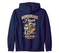 Wanderlust Paws Hiking Buddy Dogs Adventure Trail Mountains Zip Hoodie