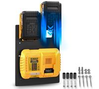 Wandfest Wall Mount for DeWalt Batteries and Chargers - The Original | Glossy & Matte Side [Made in Austria] | Sturdy DeWalt Battery Holder | 1-2 Batteries