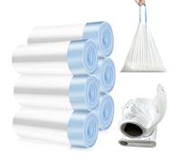 WANDGU Cat Litter Bags: 6 Rolls, 90 Count, Durable Self-Cleaning Cat Litter Box Liners with Carry Handle and Drawstring, Universal Fit, White, Unscented