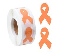 WANDIC 0.75 * 1.28'' Orange Ribbon Awareness Sticker, 500 PCS Ribbon-Shaped Awareness Stickers Label Roll for Leukemia Lymphoma Kidney Cancer Gun Violence Awareness