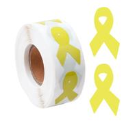 WANDIC 0.75 * 1.28'' Yellow Ribbon Awareness Sticker, 500 PCS Ribbon-Shaped Awareness Sticker Label Roll for Bone Cancer Childhood Cancer Bladder Cancer Awareness