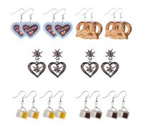 WANDIC 10 Paar Ohrringe für Oktoberfest Damen Set - 5 Verschiedene Stile (Edelweiß, Bier Motiv) Trachtenschmuck & Traditionelle Trachten Accessoires Damen - Oktoberfest Ohrringe Deko & Bier Geschenk