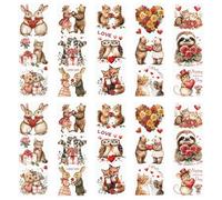 WANDIC 10 PCS Valentine's Day Theme Rub On Transfer Sticker,Cute Animal Sticker Flower Decal for Present Packaging DIY Scrapbooking Albums Furniture,10 * 30cm