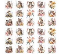 WANDIC 10 Sheets Owl Rub On Transfer Stickers Flower Garland Decals Mushroom Stickers Furniture Decals for Home Decoration,10 * 30cm