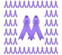 WANDIC 100 Pcs Light Purple Ribbon Pin,Alzheimer's Awareness Badge Hodgkin Lymphoma Pins Domestic Violence Brooch Epilepsy Badges Polyester Brooches for Charity Event